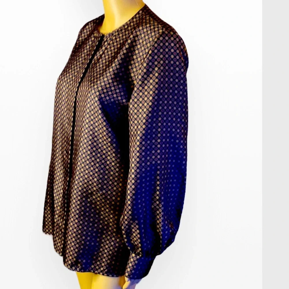 Lafayette 148 New York Tops | Lafayette 148 Neck Mao Blouse Sz M - Picture 3 of 8